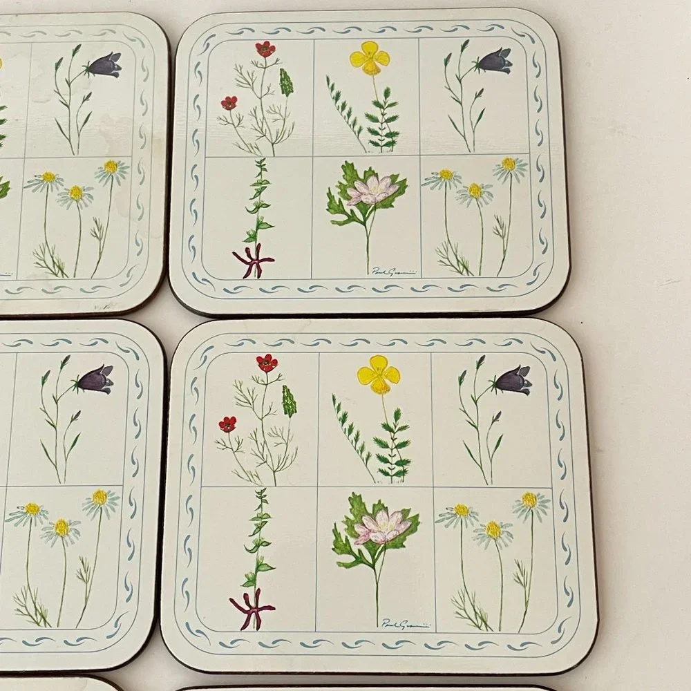 Vintage Jason Drink Coasters Flower Box Cork Backed Rectangle Set 6‎ New Zealand